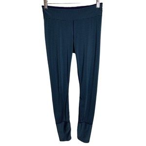 PrAna Women's Size Medium Sapphire Blue Striped Long Moisture Wicking Yoga Pants